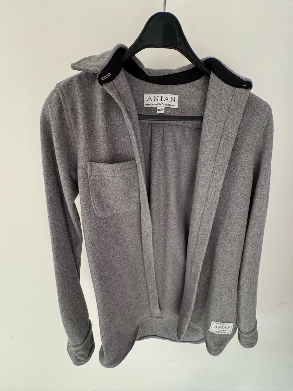 ANIÁN Wool Jacket Grey Minimalist Shirt Jacket Sustainable Size S